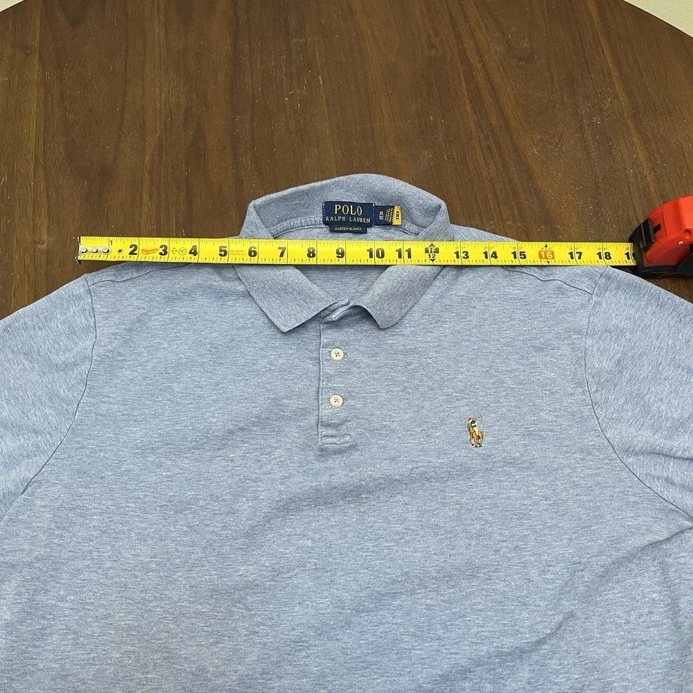 Polo Ralph Lauren Shirt Mens XL Blue Custom Slim Fit Flesh Pony Pima Soft S/S